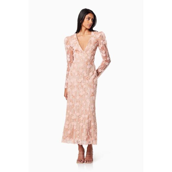Elliatt La Rochelle V Shaped Maxi Gown in  Pink Wedding Guest Dress Size S NWT - Picture 1 of 6
